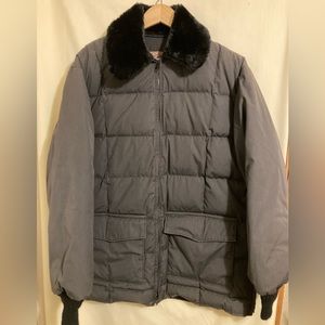 Walls Down Western Wear Mens Charcoal GrayPuffer Coat W/Faux Fur Collar Size L